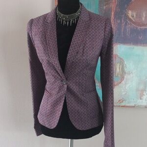 The Limited Navy & Red Printed Single-Button Tailored Blazer Size Small NWOT